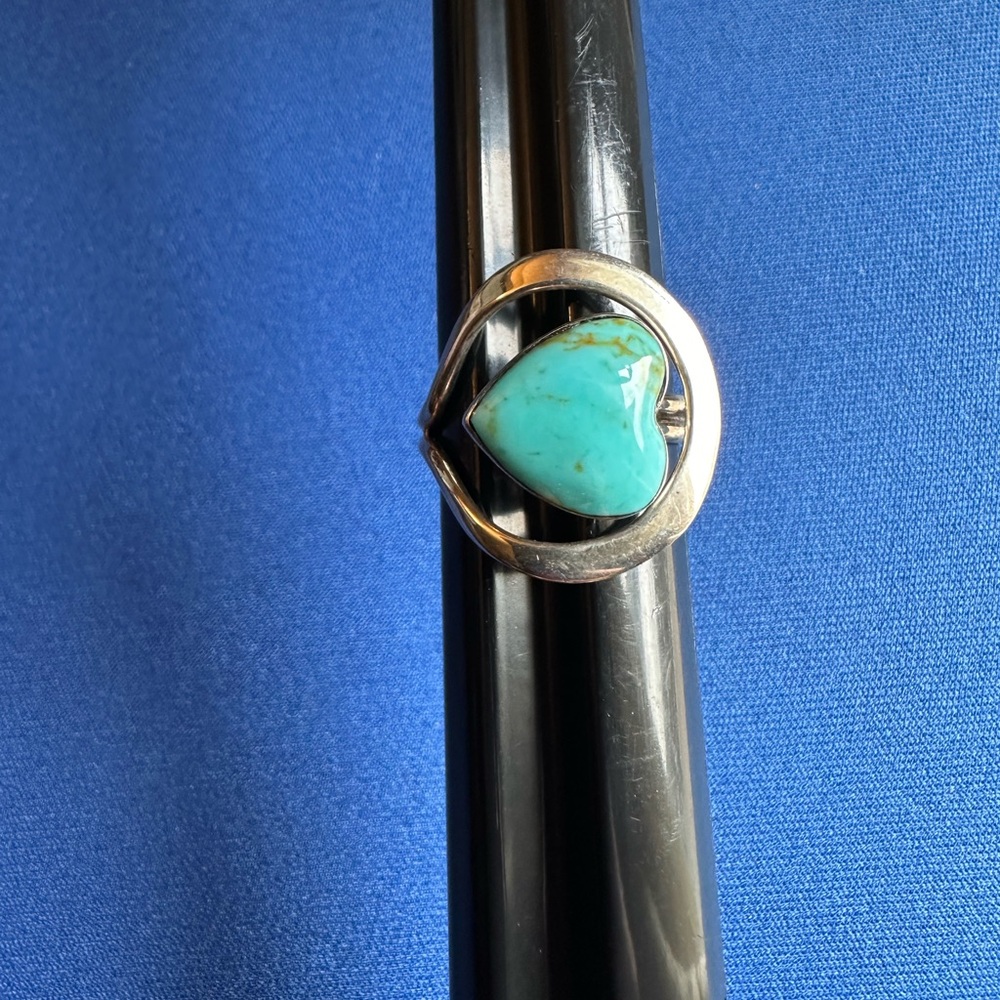 Silver and Turquoise Heart Ring